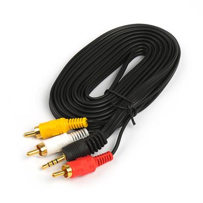 Кабель-переходник аудио/видео LuazON, Jack 3.5 мм (m) - 3xRCA (m), 3 м, чёрный