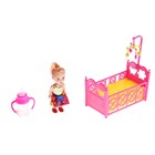 Кукла-малышка в кроватке с аксессуарами, МИКС - Фото 3