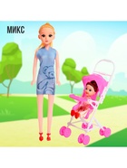 Кукла-модель «Мама с дочкой» с коляской, МИКС - Фото 7