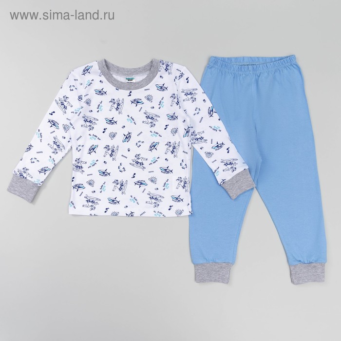 Пижама для мальчика, рост 104 см, цвет микс белый/синий 472/2 - Фото 1
