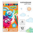 Цветные карандаши, 12 цветов, трехгранные, Смешарики - Фото 1