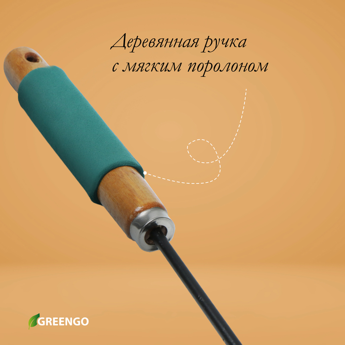 Грабли малые, прямые, 5 зубцов, длина 29 см, металл, деревянная ручка с поролоном, Greengo - фото 1898120686