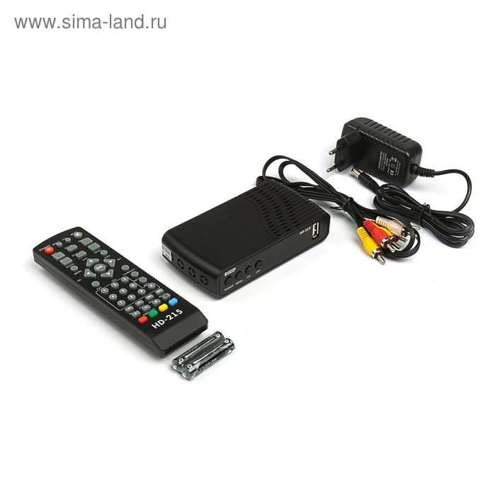 Приставка для цифрового ТВ "Эфир" HD-215, FullHD, DVB-T2, дисплей, HDMI, RCA, USB, черная - Фото 1