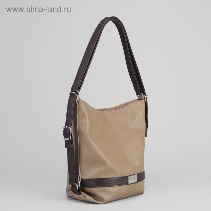 Сумка-рюкзак, 2 отдела с перегородкой на молнии, наружный карман, цвет кофе/коричневый - Фото 1