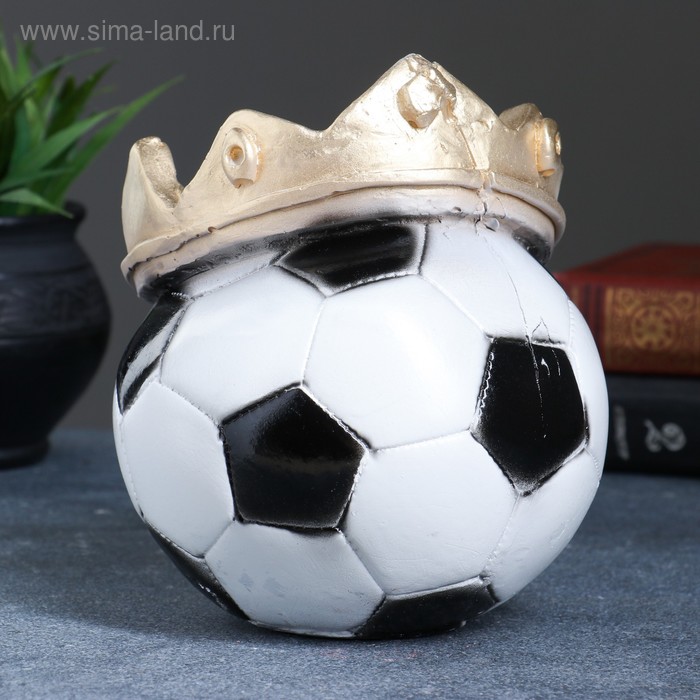 Копилка "Мяч с короной"  чёрно-белый 19см - Фото 1