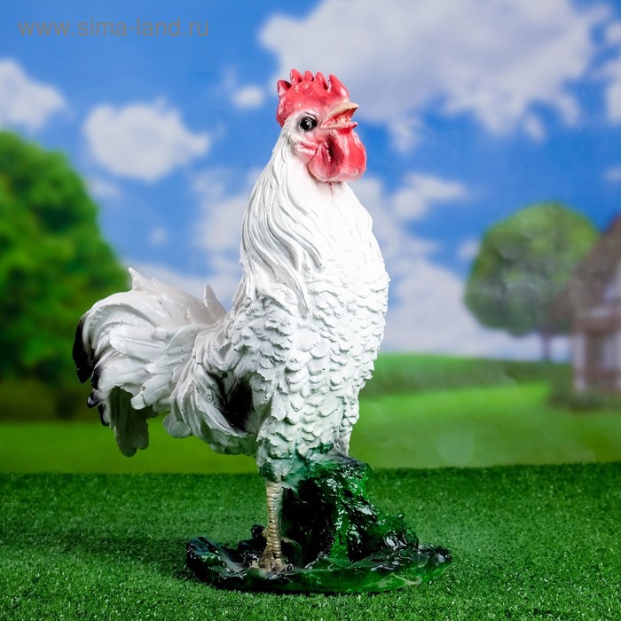 Садовая фигура "Петух" белый, 40х30см - Фото 1