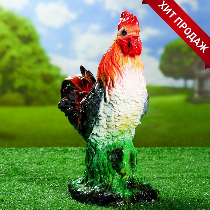Садовая фигура "Петух пёстрый" светлая грудка, 32х42см МИКС - Фото 1