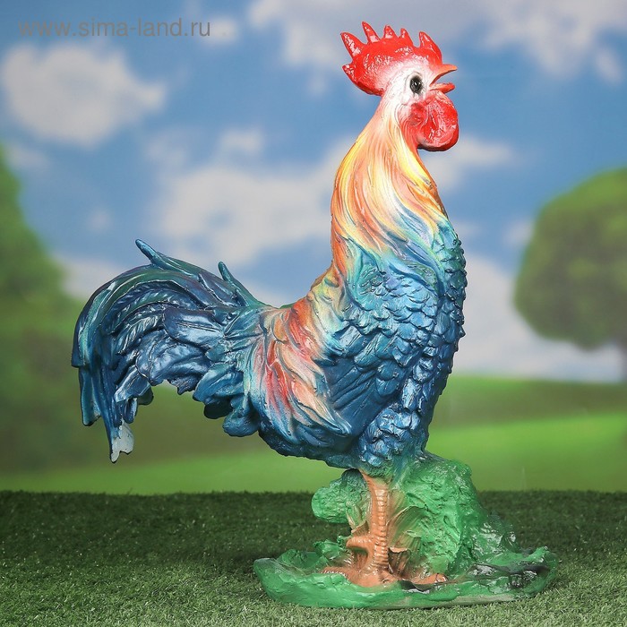 Садовая фигура "Петух пёстрый" темная грудка, 37х30см - Фото 1