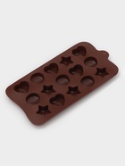 Форма для конфет и шоколада Доляна «Звёзды, ракушки, сердца», силикон, 20.6×10.3 см, 15 ячеек, коричневая - Фото 3