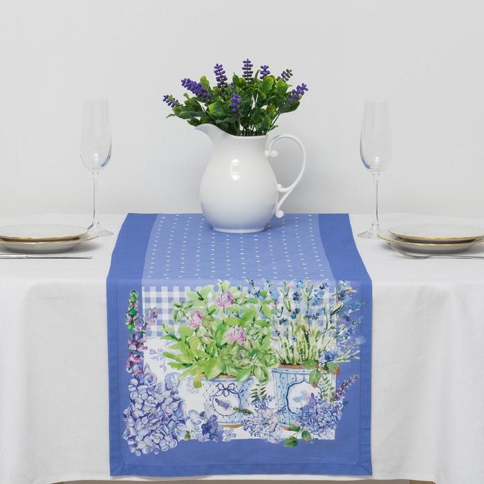 Дорожка на стол Этель «Прованс», 40×145 см, 100% хлопок, саржа 190 г/м², сиреневая - Фото 1