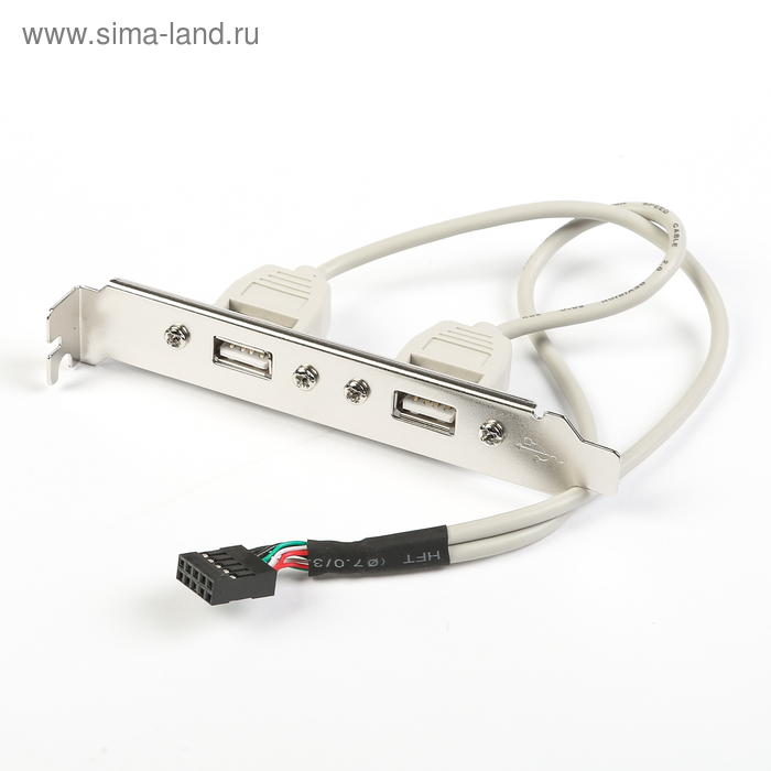 Планка Gembird в сист блок 0,8”, на 2 USB2,0, Gembird, 10pin, 25 см., белый - Фото 1