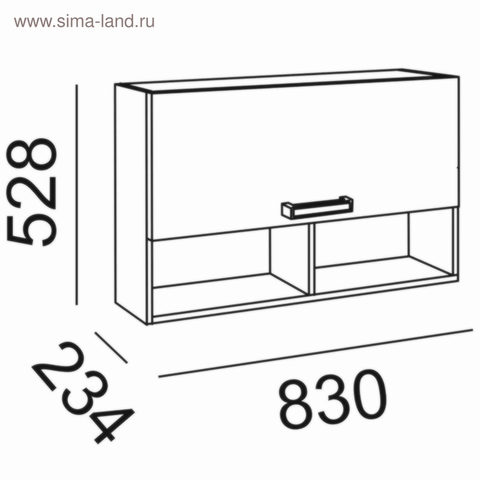 Полка 2 Walker, 234х830х528, Ясень шимо светлый/Белый - фото 1901069502