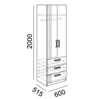 Шкаф с ящиками Walker, 515х600х2000, Ясень шимо светлый/Белый - Фото 2