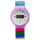 Часы наручные электронные, детские "Горошина", ремешок силикон,  l-22 см, фиолетовые - Фото 4