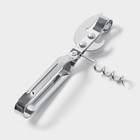 Открывашка - штопор Доляна «Помощник», 14 см, серебристая - Фото 4