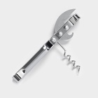 Открывашка - штопор Доляна «Помощник», 14 см, серебристая - Фото 5