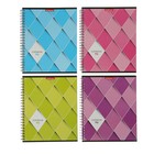 Тетрадь 96 листов клетка на гребне Ромбы, УФ-лак, картонная обложка, микс - Фото 1