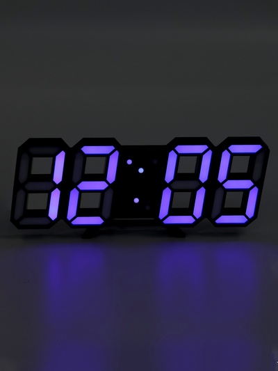 Часы электронные настольные «Цифры», с подвесом, синяя индикация, 22.5×10 см, от USB