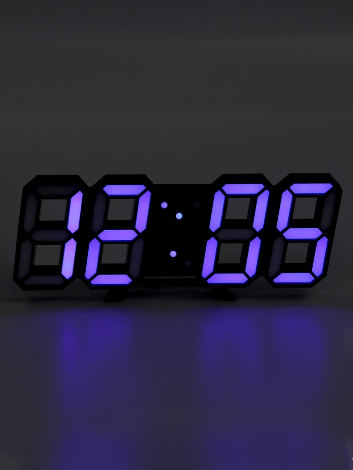 Часы электронные настольные «Цифры», с подвесом, синяя индикация, 6×3×16.5 см, от USB - Фото 1