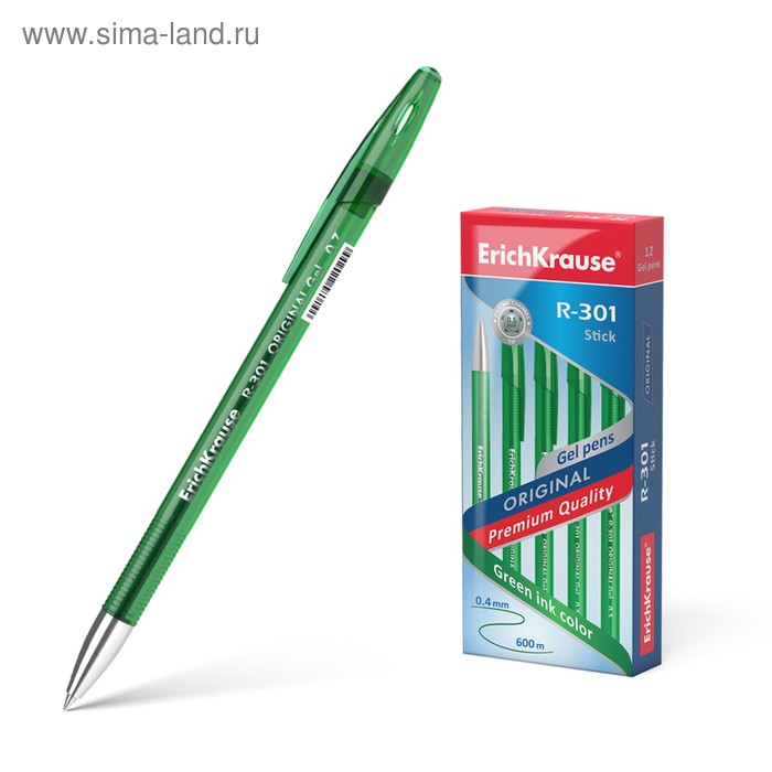 Ручка гелевая R-301 Original Gel, узел 0.5 мм, чернила зелёные, длина линии письма 600 метров - Фото 1