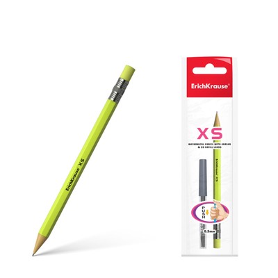 Набор карандаш механический НВ, 0.5 мм, ErichKrause XS + 20 грифелей, блистер, микс