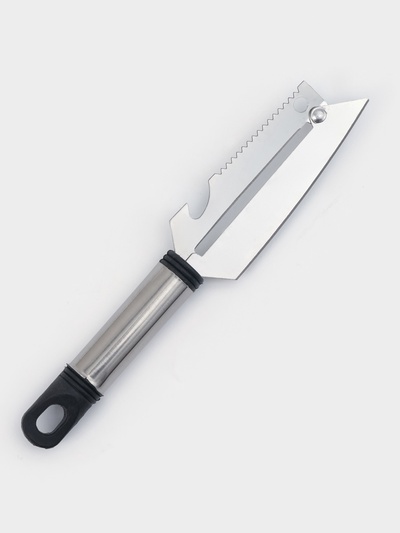 Шинковка, нож для нарезки, открывалка Доляна «Помощник», 3 в 1, 19.5 см (лезвие 9.8 см), цвет серебряный, чёрный