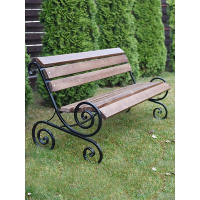 Скамейка садовая «Завиток», 150×95×100 см, дерево, металл, со спинкой