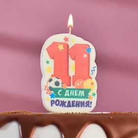 Свеча для торта цифра 'С Днём Рождения' '11' красная, 6,5 см
