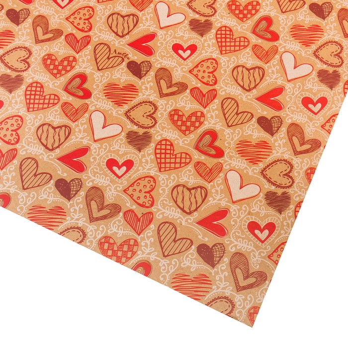 Бумага упаковочная крафтовая «Любовь», 70 × 100 см - Фото 1