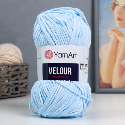 Пряжа для вязания Velour, 100% микрополиэстер, 170 м/100 г, (851 голубой)
