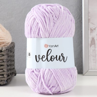 Плюшевая пряжа для вязания спицами, крючком YarnArt, Velour, велюровая, 100% микрополиэстер, 170 м/100 г, (859 сирень)