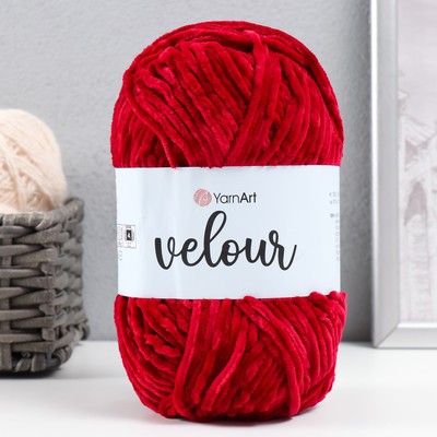 Плюшевая пряжа для вязания спицами, крючком YarnArt, Velour, велюровая, 100% микрополиэстер, 170 м/100 г, (847 бордо)