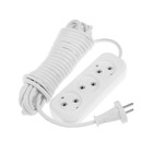 Удлинитель сетевой Smartbuy, 3 розетки, 7 м, 2200 Вт, ПВС 2×1 мм2, 10 А, без заземления, белый - Фото 1