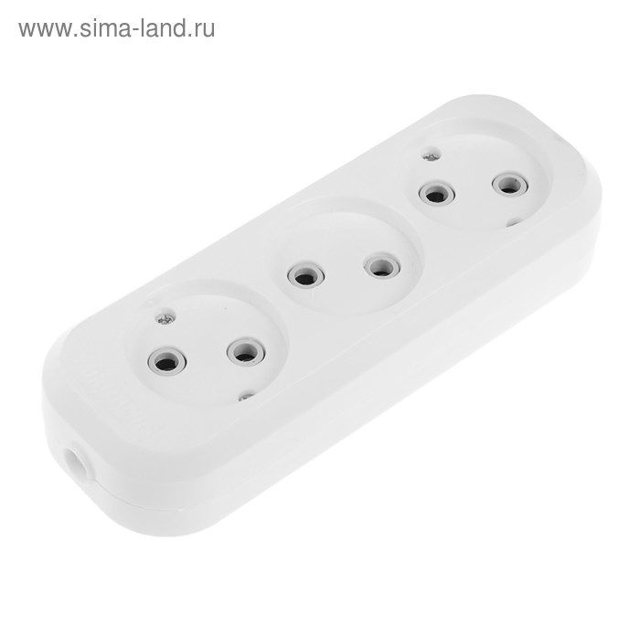 Колодка Smartbuy, 3 розетки, 10 А, 2200 Вт, без заземления, белая - Фото 1