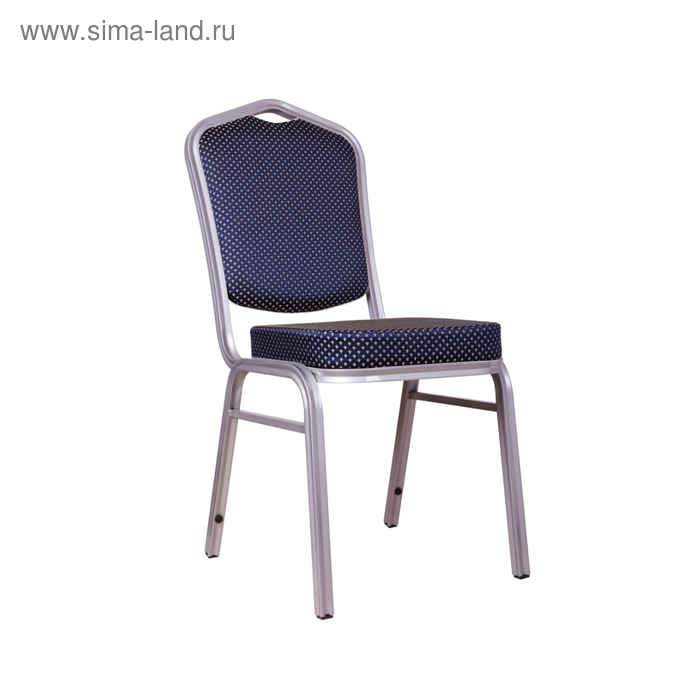 Банкетный стул 20 мм, каркас серебро, обивка корона синяя - Фото 1