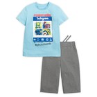 Комплект для мальчика из футболки и бриджей, рост 122 см, цвет голубой - Фото 2