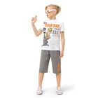 Комплект для мальчика из футболки и бриджей, рост 122 см, цвет белый - Фото 1