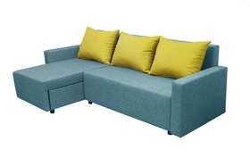 Диван «Киви», обивка «балтик азуре», подушки «нео эппл»