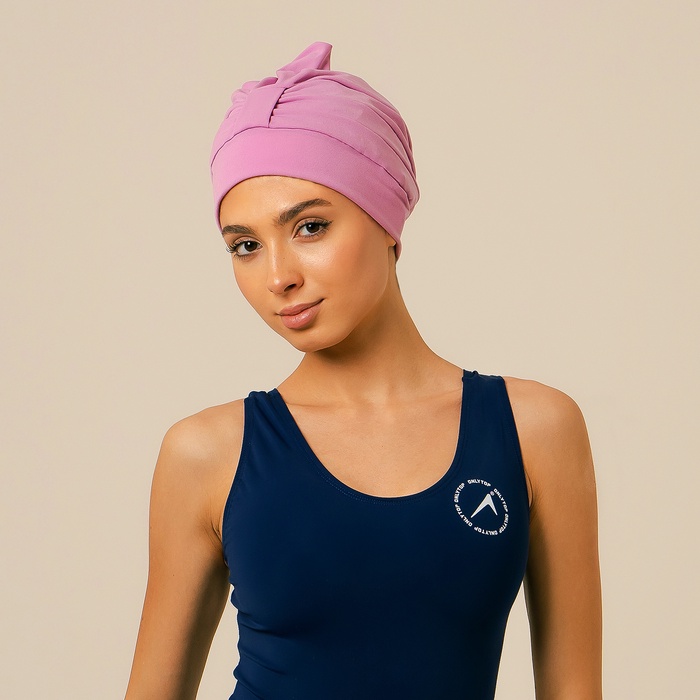 Шапочка для плавания взрослая ONLYTOP, тканевая, обхват 54-60 см, цвет лиловый - Фото 1