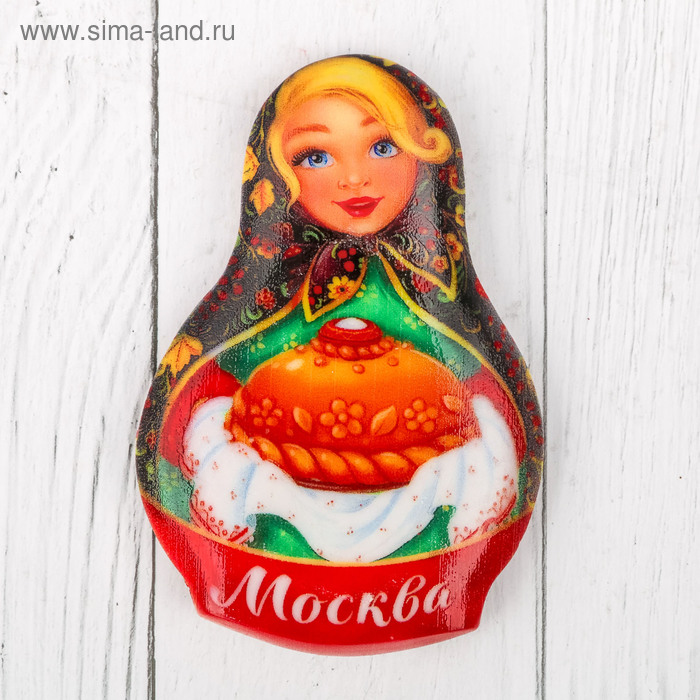 Магнит в форме матрёшки «Москва. Хохлома» - Фото 1