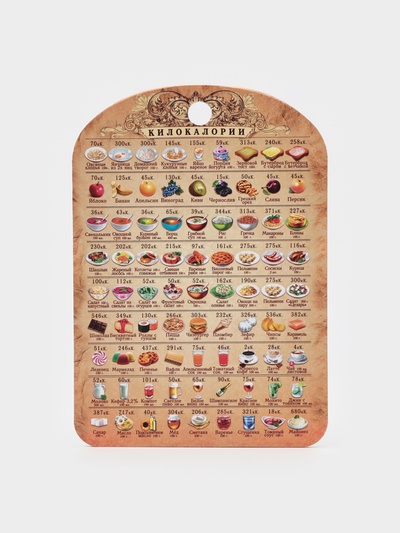 Доска разделочная сувенирная Дарим Красиво «Калорийность», 19.5×27.5 см, дерево, разноцветная