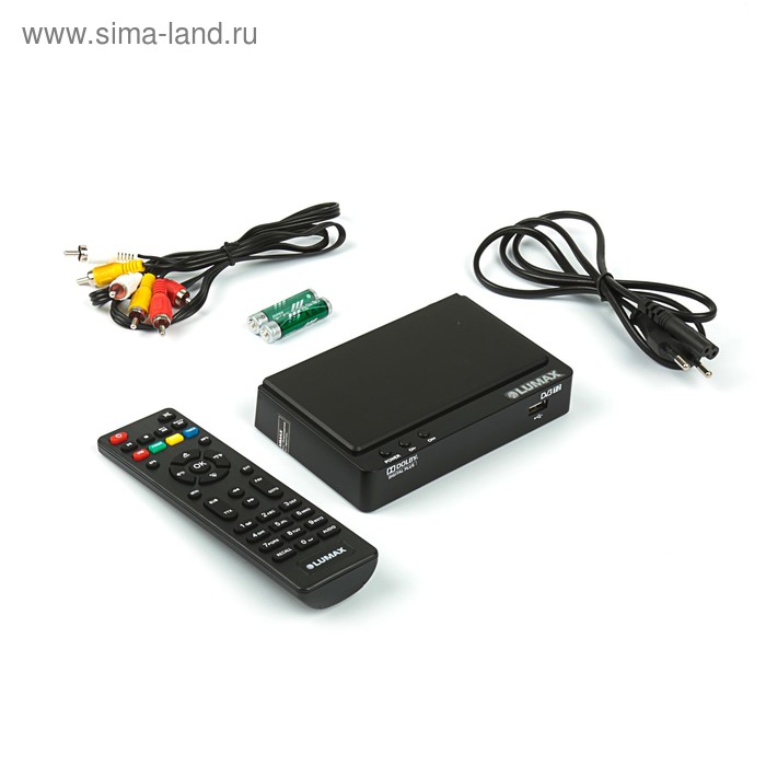 Приставка для цифрового ТВ Lumax DV2105HD, FullHD, DVB-T2, дисплей, HDMI, RCA, USB, черная - Фото 1