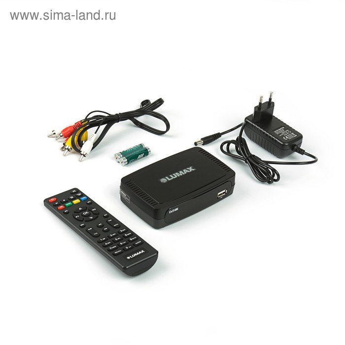 Приставка для цифрового ТВ Lumax DV2106HD, FullHD, DVB-T2, дисплей, HDMI, RCA, USB, черная - Фото 1