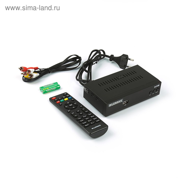 Приставка для цифрового ТВ Lumax DV3201HD, FullHD, DVB-T2, дисплей, HDMI, RCA, USB, черная - Фото 1