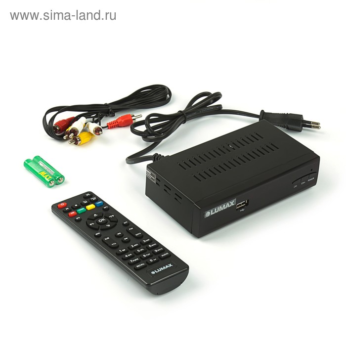 Приставка для цифрового ТВ Lumax DV3203HD, FullHD, DVB-T2, дисплей, HDMI, RCA, USB, черная - Фото 1