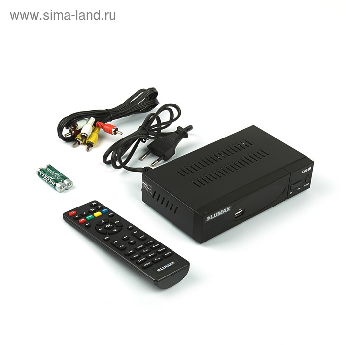 Приставка для цифрового ТВ Lumax DV3208HD, FullHD, DVB-T2, дисплей, HDMI, RCA, USB, черная - Фото 1