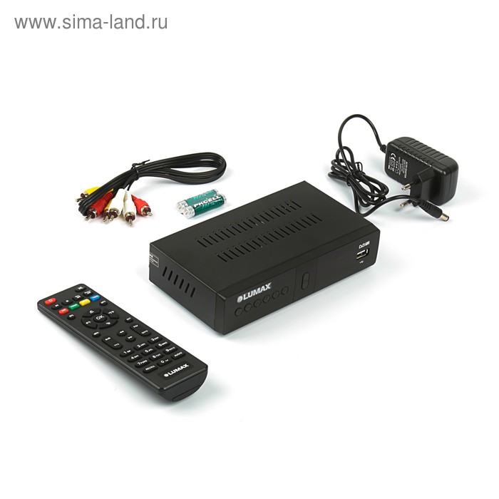 Приставка для цифрового ТВ Lumax DV3209HD, FullHD, DVB-T2, дисплей, HDMI, RCA, USB, черная - Фото 1