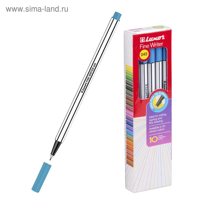 Ручка капиллярная Luxor Fine Writer 045, узел 0.8 мм, голубая - Фото 1