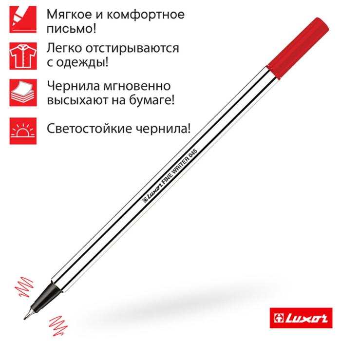 Ручка капиллярная Luxor Fine Writer 045, узел 0.8 мм, чернила красные, корпус чёрно-белый