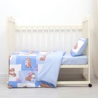Детское постельное бельё, размер 110х140, 60х120 (рез), 40х60 см, диз. мишки на голубом/горошек на голубом, хл100% 3246 - Фото 1
